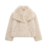 Beige Faux Fur Crop Coat